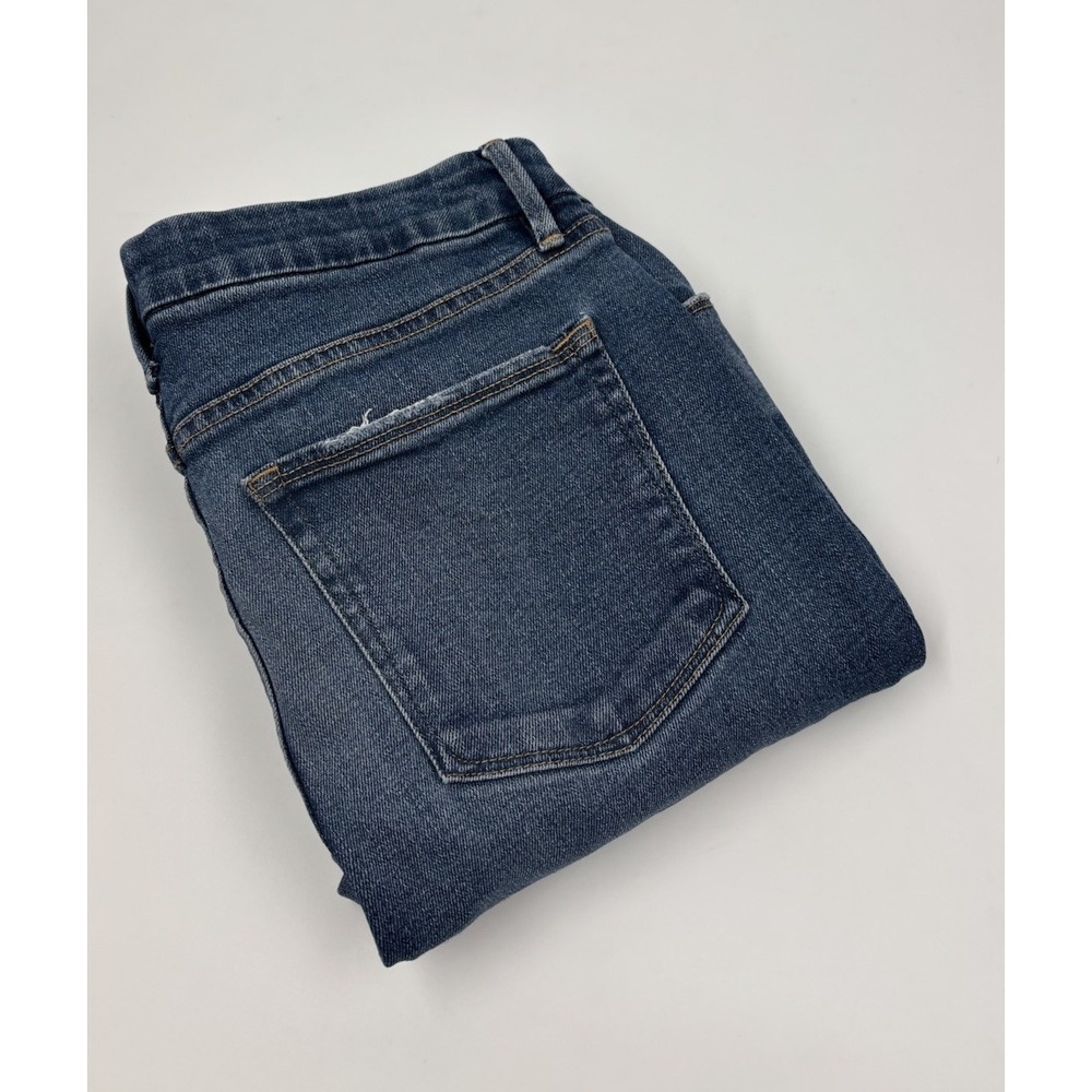 Good American Women's 10/30 Straight Leg Ankle Denim Distressed Jeans